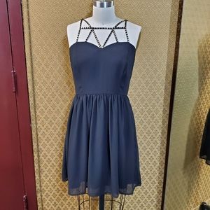 LBD with Strappy Beaded Neckline